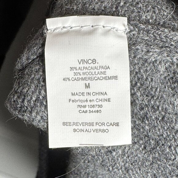 Vince. Cashmere Alpaca womens Cardigan Sweater gray black trim size Medium - Picture 6 of 7